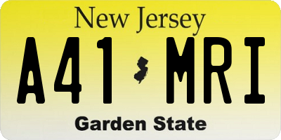 NJ license plate A41MRI