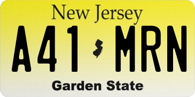 NJ license plate A41MRN