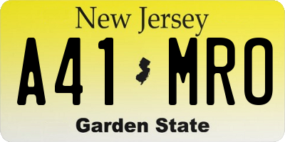 NJ license plate A41MRO