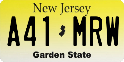 NJ license plate A41MRW