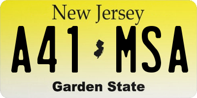 NJ license plate A41MSA