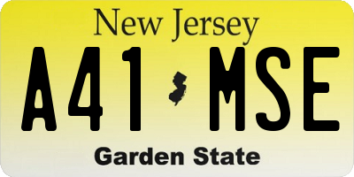 NJ license plate A41MSE
