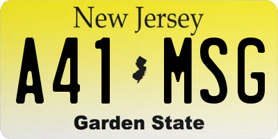 NJ license plate A41MSG