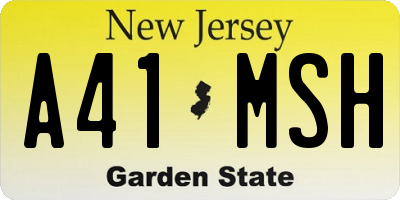 NJ license plate A41MSH