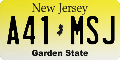 NJ license plate A41MSJ