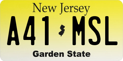 NJ license plate A41MSL