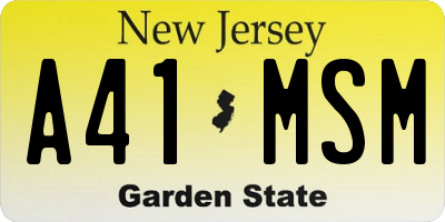 NJ license plate A41MSM