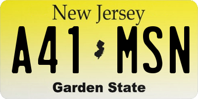 NJ license plate A41MSN
