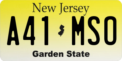 NJ license plate A41MSO