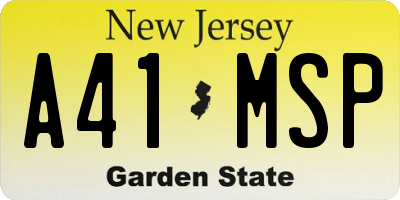 NJ license plate A41MSP