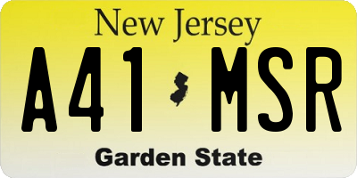 NJ license plate A41MSR