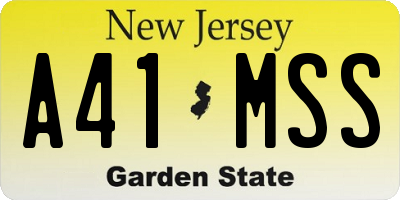 NJ license plate A41MSS