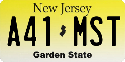 NJ license plate A41MST