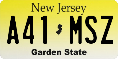 NJ license plate A41MSZ