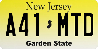 NJ license plate A41MTD