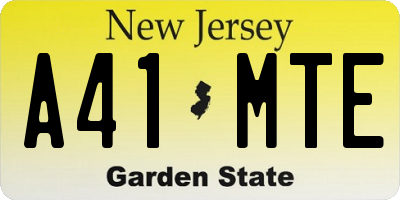 NJ license plate A41MTE