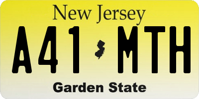 NJ license plate A41MTH