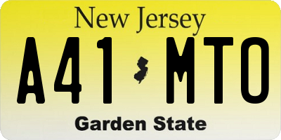 NJ license plate A41MTO