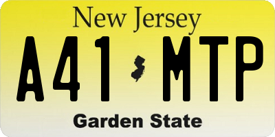 NJ license plate A41MTP