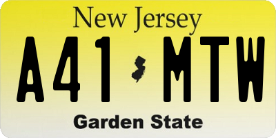 NJ license plate A41MTW