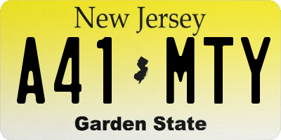 NJ license plate A41MTY