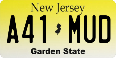 NJ license plate A41MUD