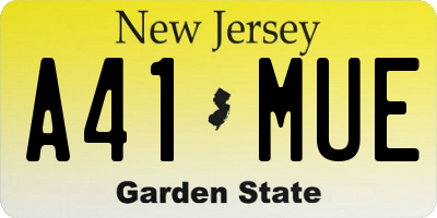 NJ license plate A41MUE