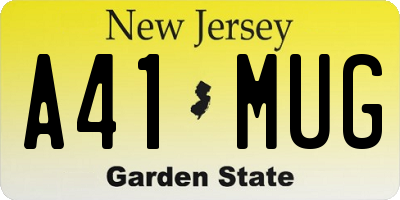 NJ license plate A41MUG