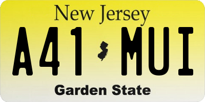 NJ license plate A41MUI