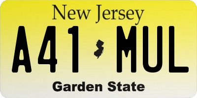 NJ license plate A41MUL
