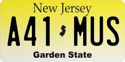 NJ license plate A41MUS