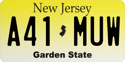 NJ license plate A41MUW