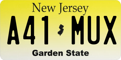NJ license plate A41MUX
