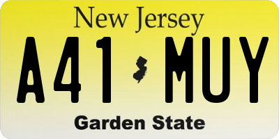 NJ license plate A41MUY