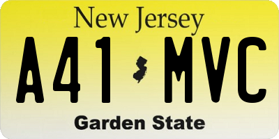 NJ license plate A41MVC