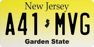 NJ license plate A41MVG