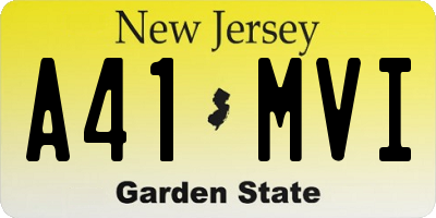 NJ license plate A41MVI