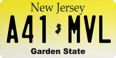 NJ license plate A41MVL