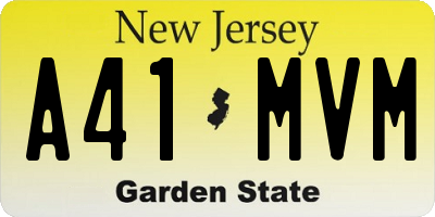 NJ license plate A41MVM