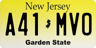 NJ license plate A41MVO