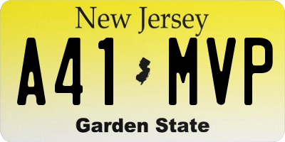 NJ license plate A41MVP