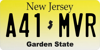 NJ license plate A41MVR