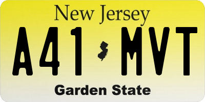 NJ license plate A41MVT