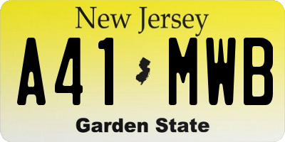 NJ license plate A41MWB