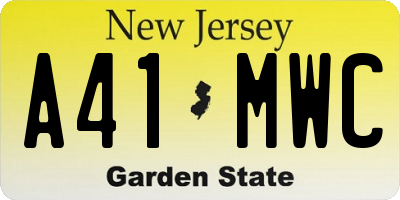 NJ license plate A41MWC