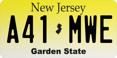 NJ license plate A41MWE