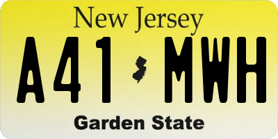NJ license plate A41MWH
