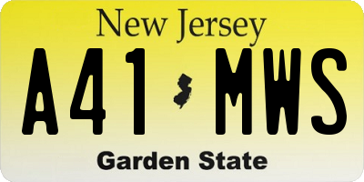 NJ license plate A41MWS