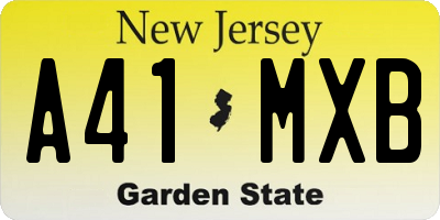 NJ license plate A41MXB