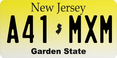 NJ license plate A41MXM